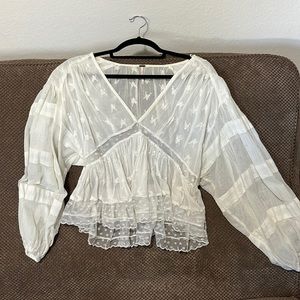 Free people white lacey blouse small